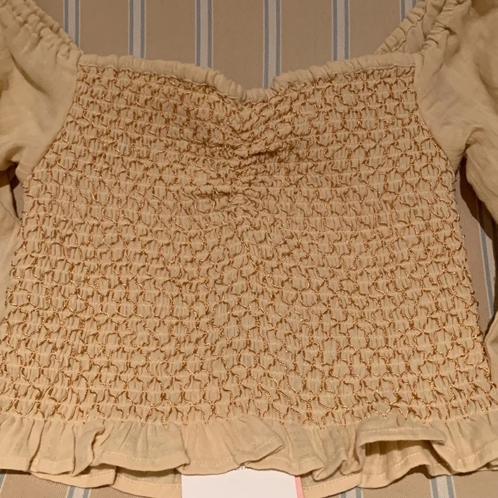 SPELL & THE GYPSY COLLECTIVE JESSE JANE CROPPED BLOUSE IN HONEY SIZE SMALL - Picture 7 of 15